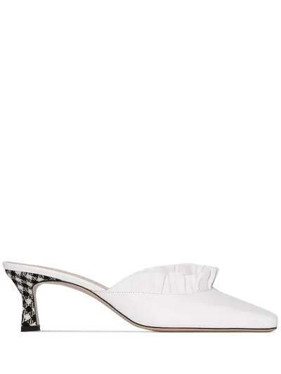 Wandler White Isa 55 Kitten Ruffle Detail Leather Mules