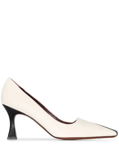 Manu Atelier Square Toe Contrast Detail Pumps In Neutrals