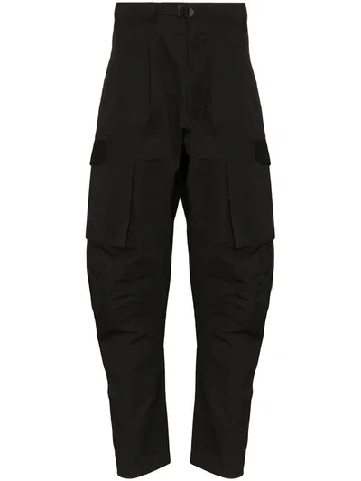 Bottega Veneta Cotton Twill Tapered Cargo Trousers In Black