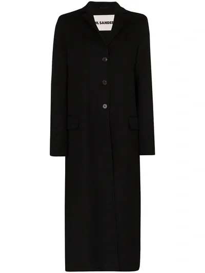 Jil Sander Fullerton Single-breasted Cashmere Coat In Black