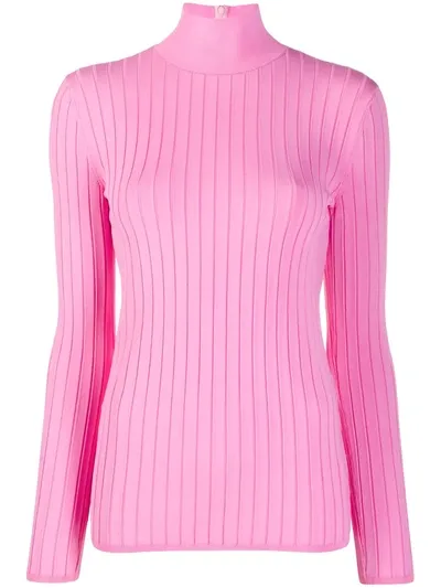 Nina Ricci Ribbed Fitted Jumper In Pink