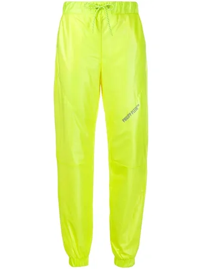 Philipp Plein Logo Print Track Pants In Yellow