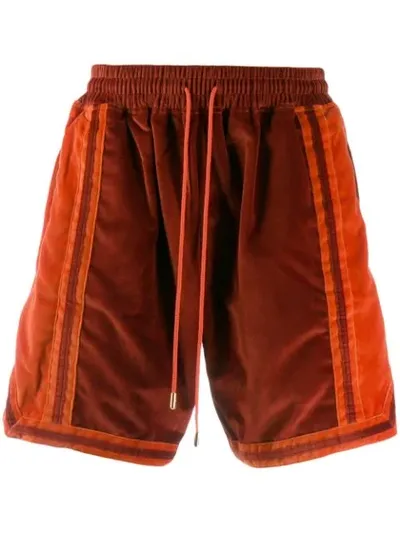 Just Don Velvet Side Stripe Track Shorts In Red