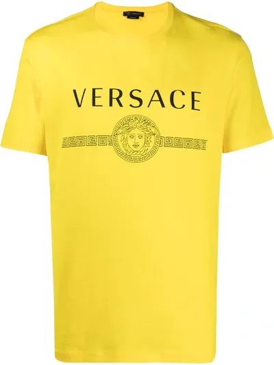 Versace Medusa Logo T-shirt In Lemon