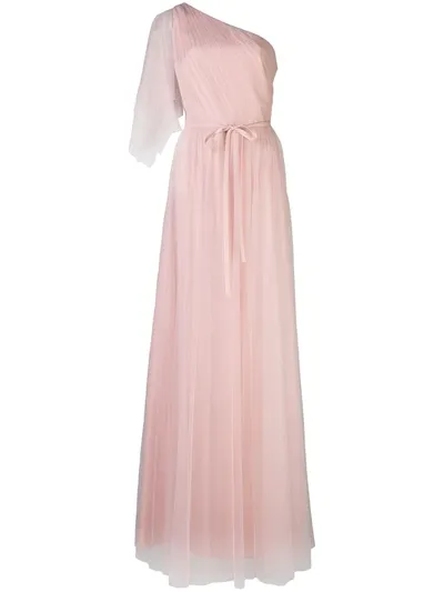 Marchesa Notte Bridesmaids One Shoulder Flutter Bridesmaid Gown In Pink