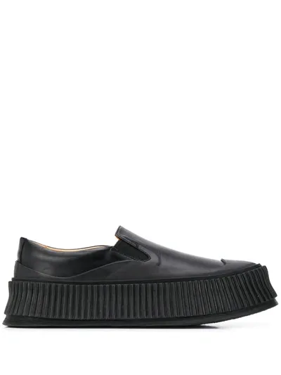 Jil Sander Platform Sole Slip-on Sneakers In Black