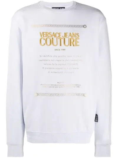 Versace Jeans Couture Metallic-print Logo Sweatshirt In White