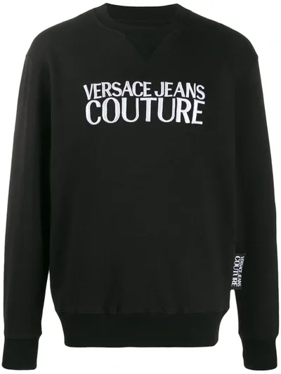 Versace Jeans Couture Logo-embroidered Relaxe-fit Sweatshirt In Black