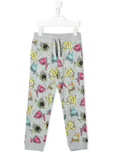 Stella Mccartney Kids' Monster Print Track Trousers In Grey