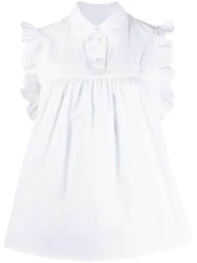 Mm6 Maison Margiela Ruffled Sleeveless Blouse In White