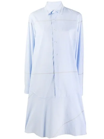 Maison Margiela Striped Shirt Dress In Blue