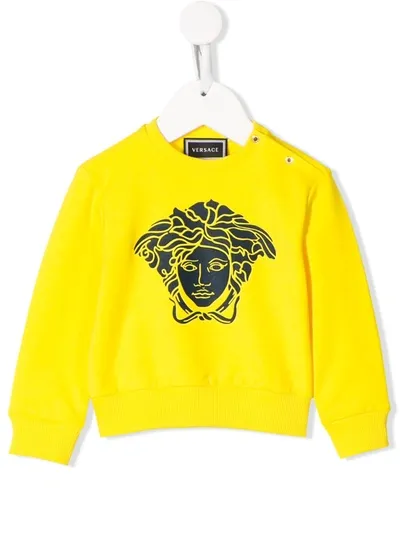 Young Versace Babies' Medusa Logo Sweater In Yellow