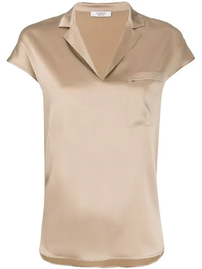 Peserico Notched Collar Loose-fit Blouse In Gold