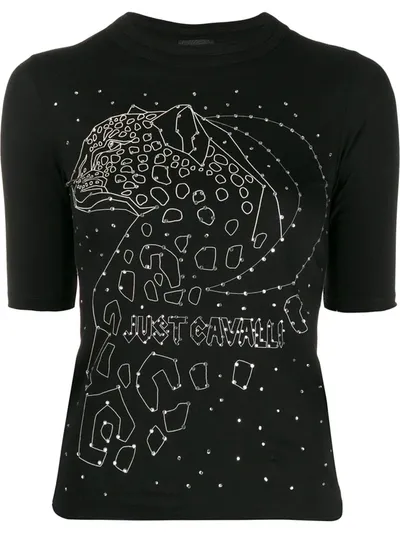 Just Cavalli Constellation Print T-shirt In Black