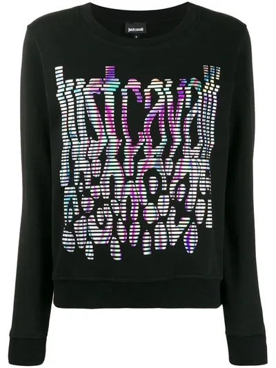 Just Cavalli Color-spectrum Logo Sweatshirt In Black