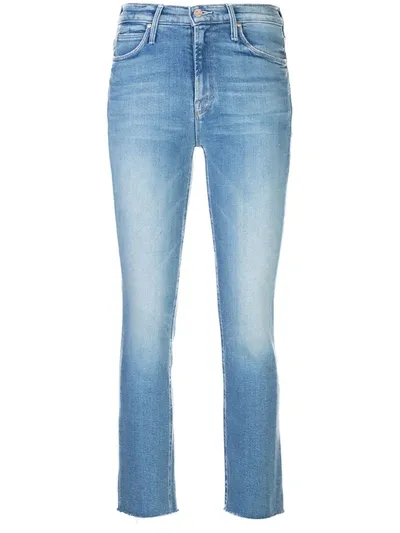 Mother Raw-cuffs Skinny Jeans In Blue