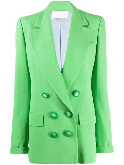 Sara Battaglia Double-breasted Boyfriend Blazer In Green