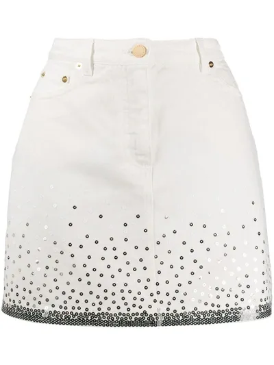 Alberta Ferretti Sequin Embroidered Mini Skirt In White