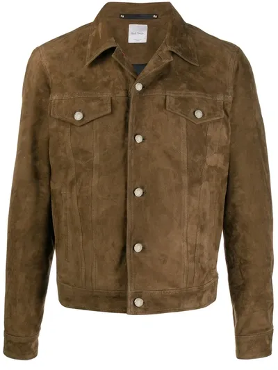 Paul Smith Suede Short Jacket In Brown