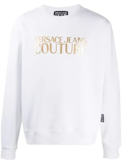 Versace Jeans Couture Metallic Logo Jumper In White