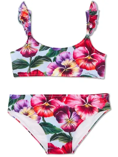 Dolce & Gabbana Kids' Floral Bikini In Purple