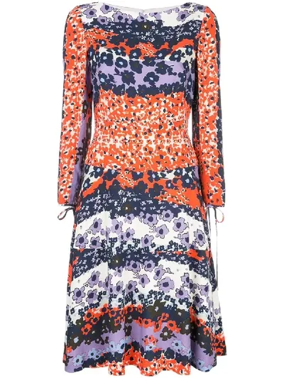 Lela Rose Flared Floral-print Crepe Dress In Multicolour