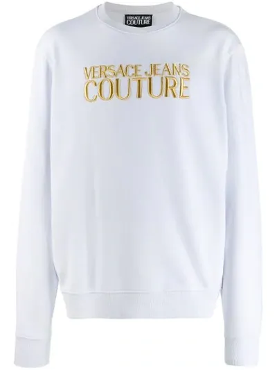 Versace Jeans Couture Embroidered Logo Sweatshirt In White