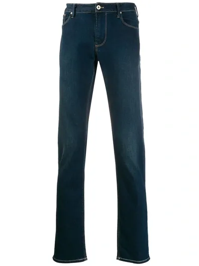 Emporio Armani Mid-rise Slim-fit Jeans In Blue