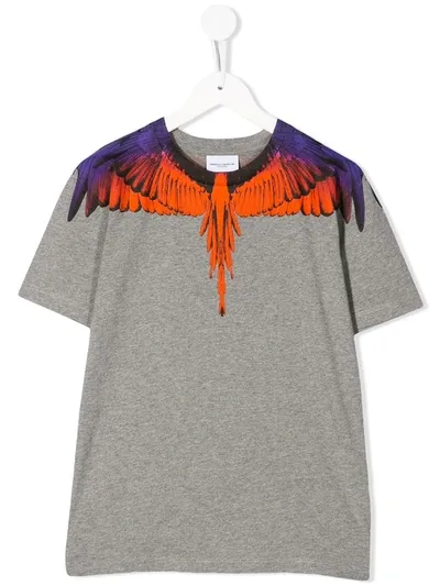 Marcelo Burlon County Of Milan Kids' Wing Print T-shirt In Grey