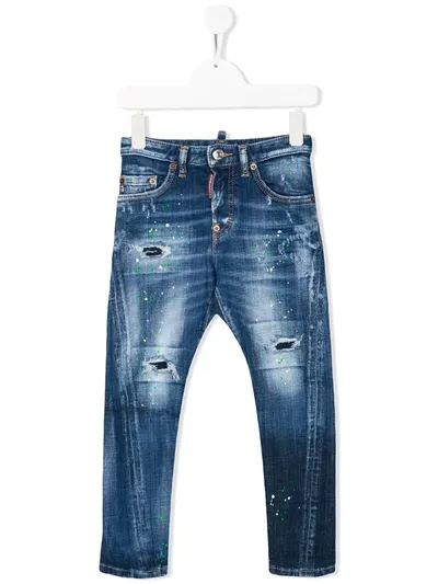 Dsquared2 Kids' Distressed Skinny Jeans In Blue