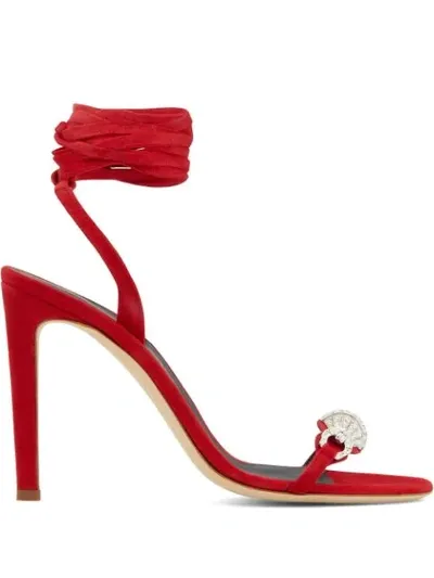 Giuseppe Zanotti Thais 105mm Ankle-wrap Sandals In Red