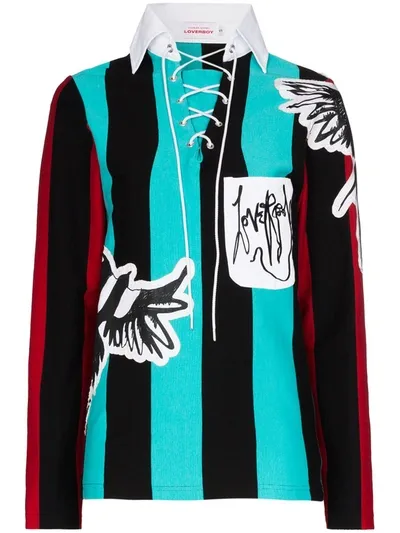 Charles Jeffrey Loverboy Magpie Striped Sweater In Green