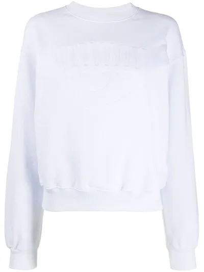 Chiara Ferragni Eye Embossed Sweatshirt In White