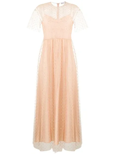 Red Valentino Polka Dotted Tulle Gown In Neutrals