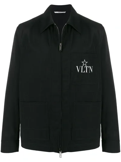 Valentino Vltn Star Overshirt In Black