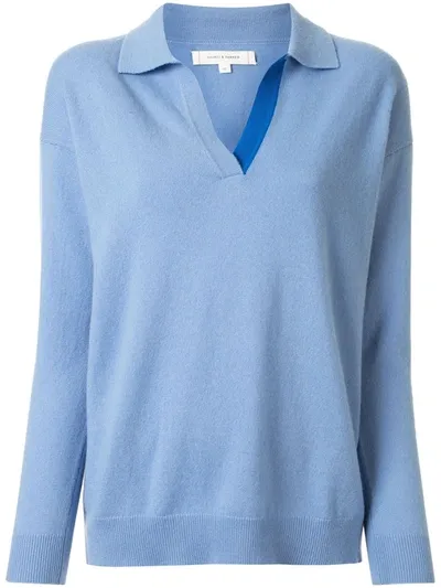 Chinti & Parker Collared V-neck Jumper In Blue