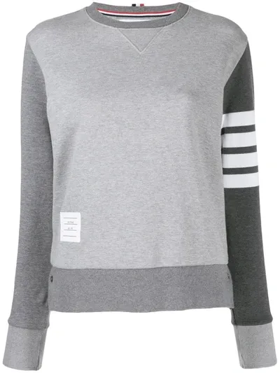 Thom Browne 4-bar Loopback Crew Neck Sweatshirt In Grey