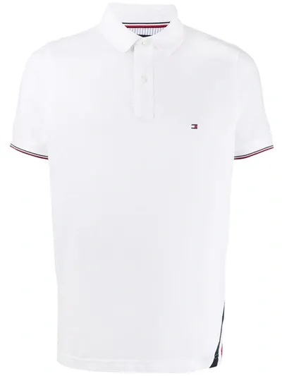 Tommy Hilfiger Embroidered Logo Polo Shirt In White