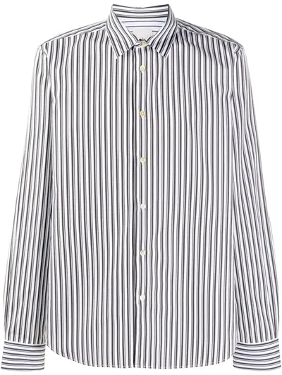 Paul Smith Striped Long Sleeve Shirt In White