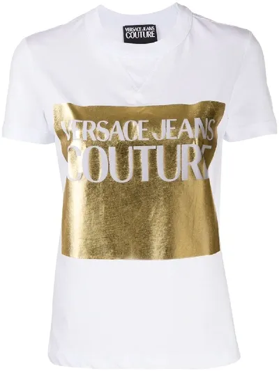 Versace Jeans Couture Metallic Logo T-shirt In White