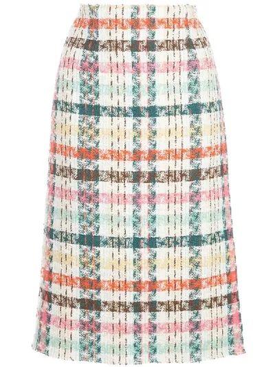 Oscar De La Renta Spring Tweed Pencil Skirt In Peacock Multi