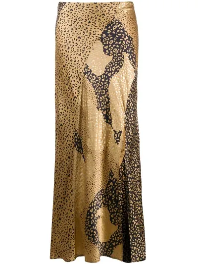 Rixo London Parker Leopard-print Satin Midi Skirt In Multi