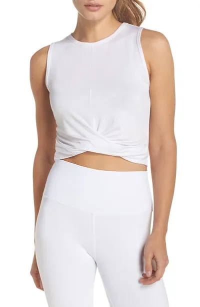 Alo Yoga Cover Cropped Draped Stretch-jersey Tank In White