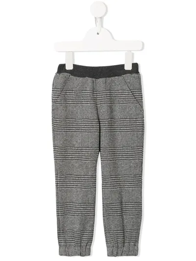 Familiar Kids' Elasticated Checked Pattern Trousers In Grey