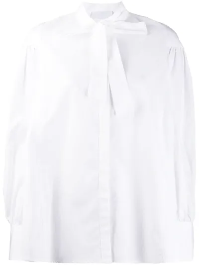 Erika Cavallini Pussy-bow Cotton Shirt In White