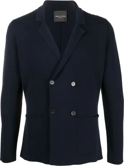 Roberto Collina Double Breasted Blazer In Blue