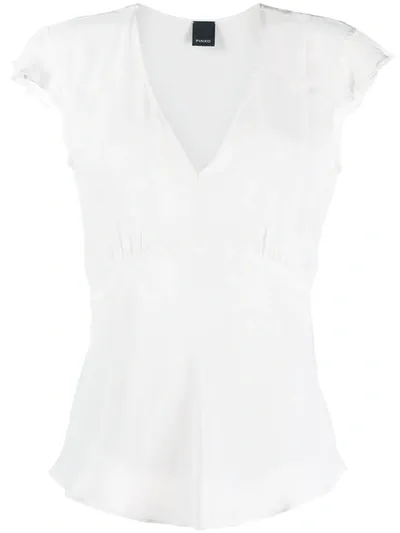 Pinko Short-sleeve V-neck Top In White