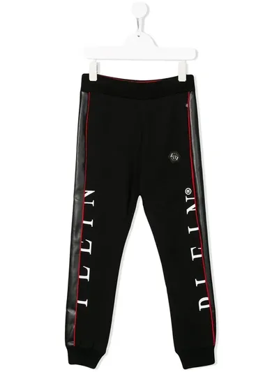 Philipp Plein Junior Kids' Side Panel Track Trousers In Black