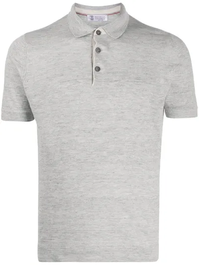 Brunello Cucinelli Short-sleeved Polo Shirt In Grey