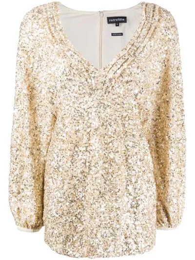 Retroféte Aubrielle Sequined Chiffon Mini Dress In Silver